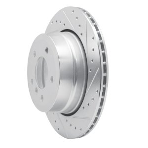 BMW 535XI Brake Rotor (1) - Rear Right - R1 Concepts - Drilled & Slotted - Silver - `06-`10